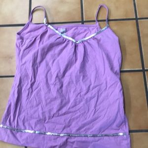 Purple tank with sequins around bottom and top